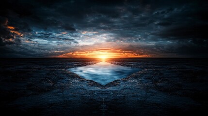 Fototapeta premium Dramatic sunset horizon stunning landscape photography of a desolate void environment