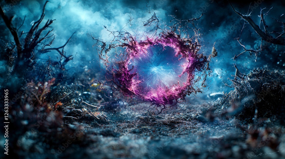 Poster mystical portal unveiling cosmic secrets ethereal realm digital art surreal environment dreamlike pe