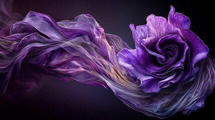Obraz premium Dramatic purple hues capture the beauty of a rose in floral art photography still life concept