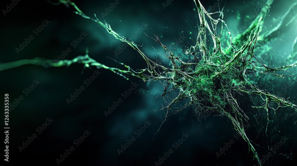 Poster dynamic green energy surge abstract visuals of jade lines breaking through the darkness