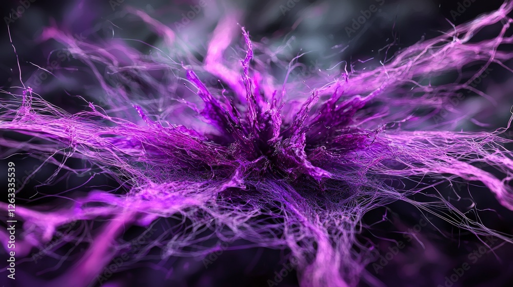 Poster Abstract action of sharp purple strands cutting through layers digital art dark environment macro viewpoint