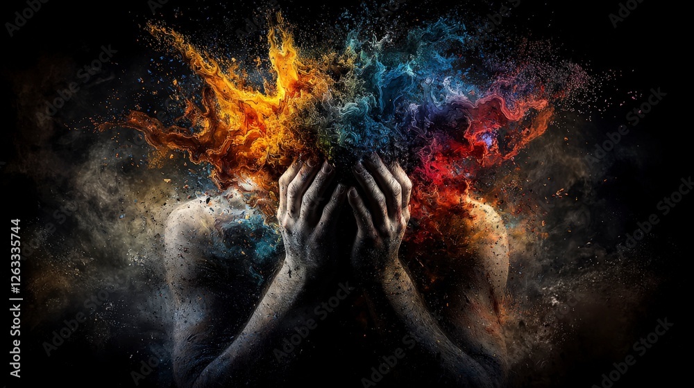 Aufkleber emotional turmoil unleashed through abstract art digital realm creative expression dark background i
