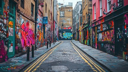 Fototapeta premium Dynamic Street Art Featuring Bold Colors