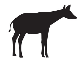 Okapi Silhouette Illustration, Black and White, Endangered Species Art