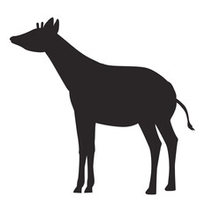 Silhouette of an Okapi in Black and White, Art Featuring Endangered Species