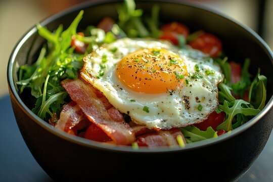 Fried Egg on Food Bowl