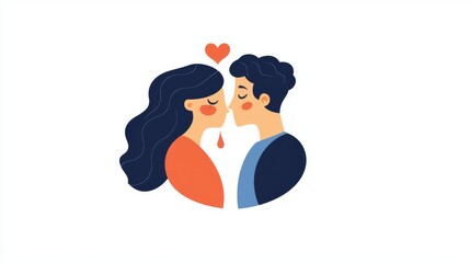 Obraz premium Illustration of a couple in love, sharing a romantic moment with a heart above them.