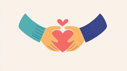Obraz premium Two hands holding a heart symbol, representing love and connection.