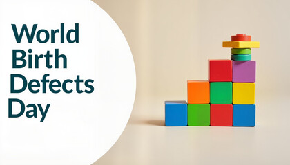 World Birth Defects Day themed building blocks on a neutral background