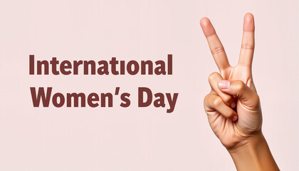 Victory hand gesture celebrating International Women's Day