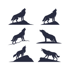 Wild Wolf Silhouettes Isolated Vector Clip Art Pack