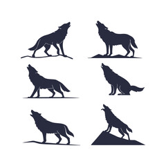 Wild Wolf Silhouettes Isolated Vector Clip Art Pack