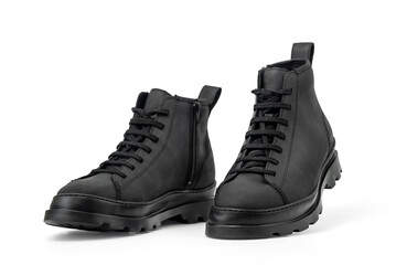 Men's leather ankle boots. Isolated on a white background with clipping path included
