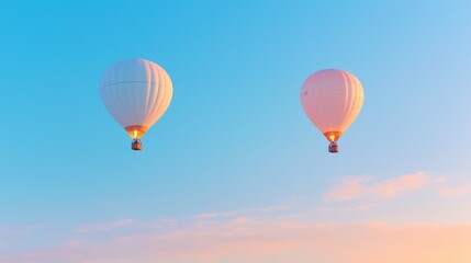 Naklejka premium Breathtaking hot air balloon flight scenic sky aerial serene atmosphere wide angle freedom and adventure