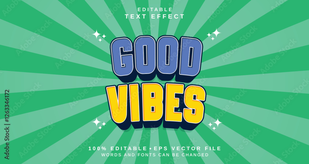 Poster editable text style effect - good vibes text style theme.