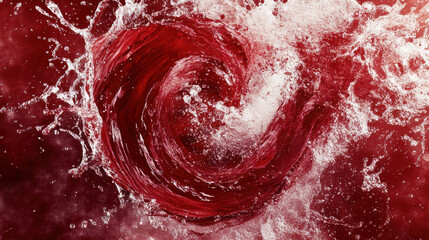 Fototapeta premium Swirling red liquid creates dynamic splash, evoking passion and energy