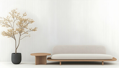 Modern Minimalist Living Room Interior Design. Generative AI