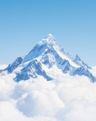 Majestic mountain peak above cloud cover alpine region nature bright skies aerial view serenity
