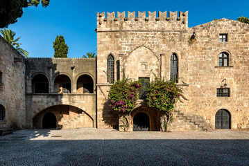 Naklejka premium Agyrokastro square in Rhodes Old Town, the oldest inhabited medieval city in Europe