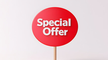 Promotional signage highlights special offers, attracting attention with a bold red circle and clear white lettering for maximum impact.