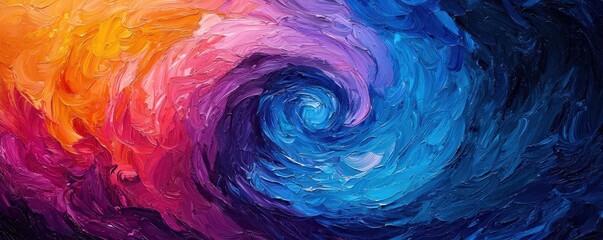 Fototapeta premium A vibrant swirl of colors in hues of pink, purple, and blue, resembling a cosmic nebula or galaxy, enhances a sense of wonder and mystery.