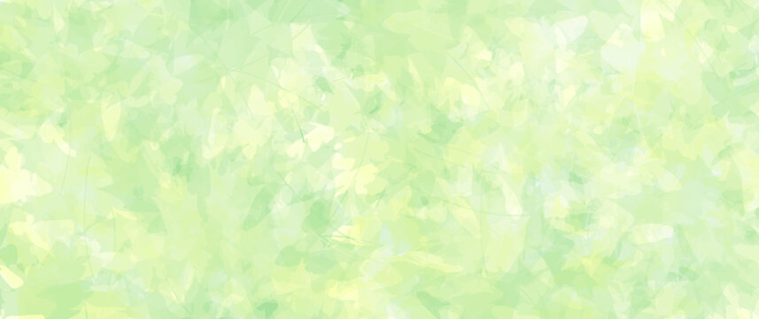 Green foliage vector summer art background with maple leaves. Hand drawn spring wallpaper for flyer, poster, cover, invitation cards, luxe invite, prestigious voucher. Green abstract illustration.