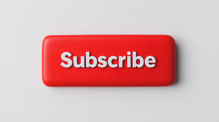 Red rectangular button with white text 'Subscribe'. An invitation to follow content, set against a clean, bright background. Call to action