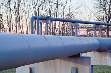 pipeline line close-up, evening sky in the background