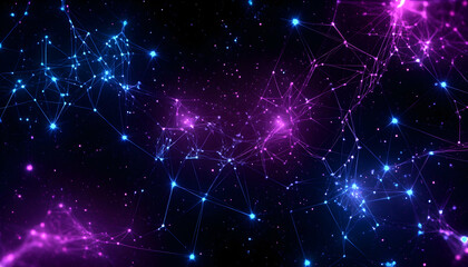 Obraz premium Abstract network data points in a cosmos background. For technology or science. Generative AI