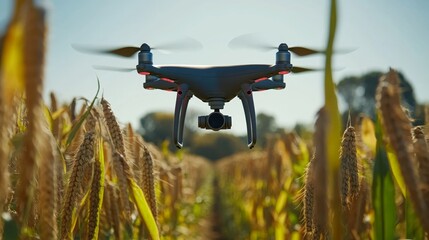 Precision AI-driven agricultural robot monitoring crop field for optimized growth and sustainable farming