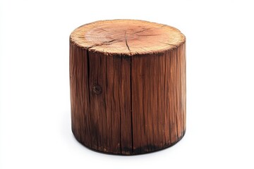 A large wooden pedestal cylinder ideal for product display or decorative use Isolated on white background