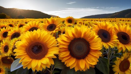 Obraz premium sunflower field in the mountains
