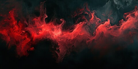 Dynamic swirls of vibrant red and black smoke dance chaotically, evoking intense movement and energy through their vivid hues