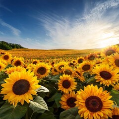 Fototapeta premium sunflower field in the morning