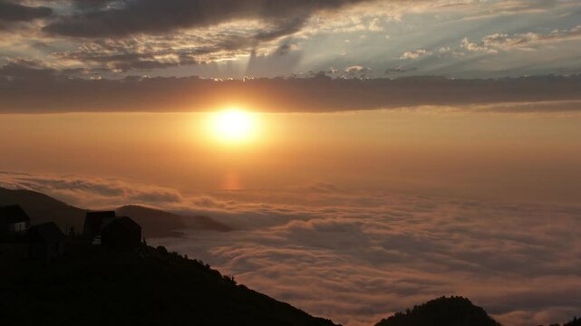 Timelapse Sunset in Gomis Mta Unique View Above Clouds