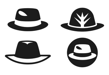 Minimalist Explorer Hat Icon, silhouette vector illustration