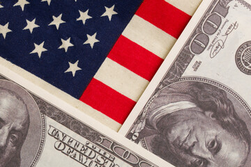 money on the background of the US flag
