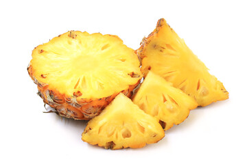 Slice of pineapple isolated on white background
