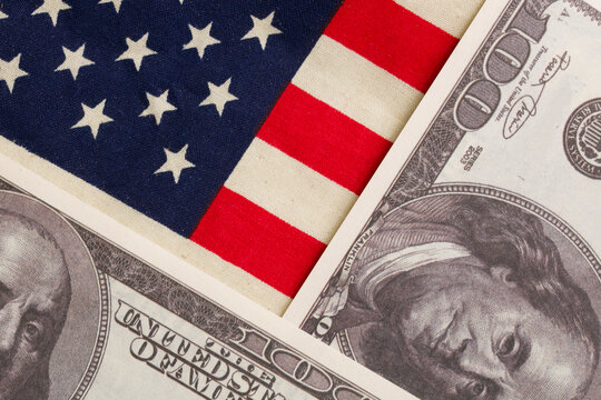 money on the background of the US flag