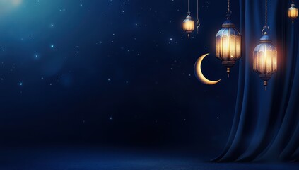 Islamic background design with beautiful lantern,place for text, ramadan