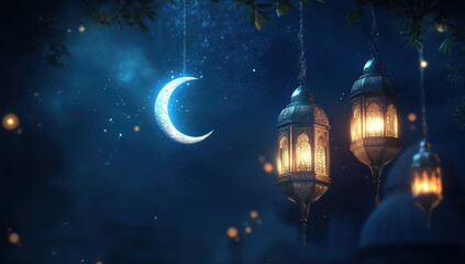 Islamic background design with beautiful lantern
