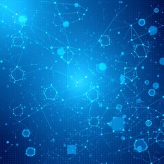 Futuristic Blue Dots Background, Abstract Geometric Design, Digital Tech-Inspired Texture