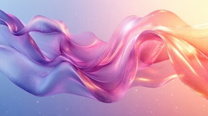Obraz premium Abstract transparent glass suspended arc with flowing ivory and ultraviolet pink lines on a glassy liquid-inspired background
