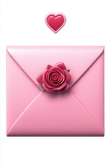 Pink envelope with a rose on it