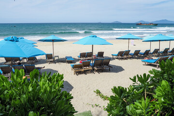 A corner of An Bang beach (Hoi An, Vietnam) is used by local people for tourism business.