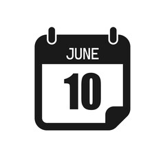 Vector icon page day calendar - 10 June month