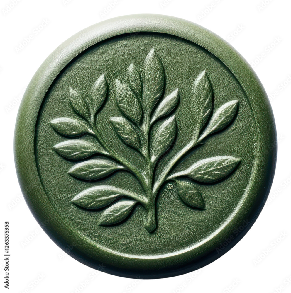 Wall mural PNG Seal Wax Stamp a botanical jewelry locket green.