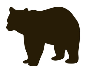 Fototapeta premium Dark brown bear standing majestically, showcasing a full length silhouette of a wild animal icon that embodies the essence of wildlife, nature, and powerful strength