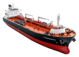 Tanker vessel transporting crude aerial view industry isolated on transparent background
