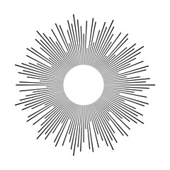 Sun icon, sunburst vector illustration element for design